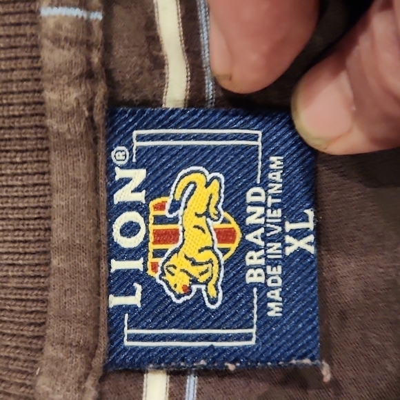 Lion Brand Brown Striped Polo Shirt - Picture 5 of 8